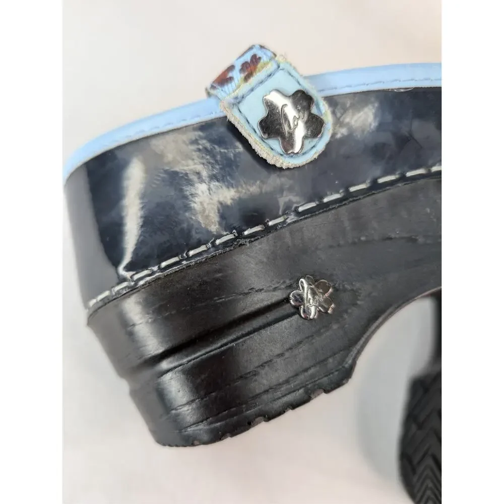 KOI By Sanita Danish Clogs Patent Leather Blue Comfortable Cushiones Shoes 6 US